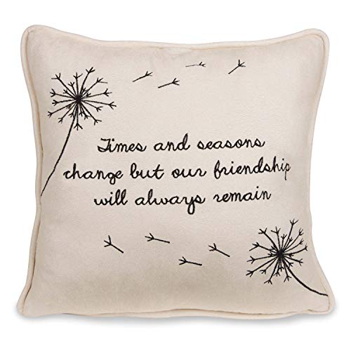 Pavilion Gift Company Dandelion Wishes-Times and Seasons Change but Our Friendship Will Always Remain 12" Decorative Micro Suede Pillow Light Yellow, 1 Count (Pack of 1)