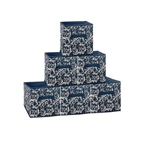 shonpy home storage box household organizer fabric cube bins basket container, 6 packs, black flower