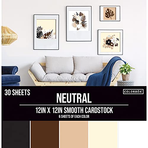 Colorbok 61198B Neutral Smooth Cardstock Paper Pad, 12" x 12"- 6 sheets of 5 different Neutral colors. (packaging may vary)