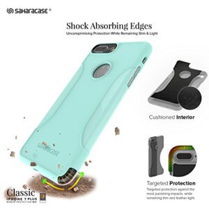 Sahara Case iPhone 7 Plus Case, Protective Kit Bundled with [ZeroDamage Tempered Glass Screen Protector] Rugged Slim Fit Shockproof Bumper [Hard PC Back] Protection for 7 Plus ONLY - Aqua Teal