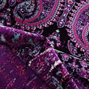 Unique Loom Imperial Collection Paisley, Distressed, Border, Vintage, Modern, Abstract Area Rug, 3 ft x 9 ft 10 in, Lilac/Black