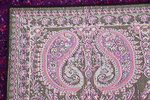 Unique Loom Imperial Collection Paisley, Distressed, Border, Vintage, Modern, Abstract Area Rug, 3 ft x 9 ft 10 in, Lilac/Black