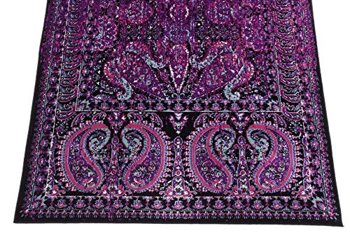 Unique Loom Imperial Collection Paisley, Distressed, Border, Vintage, Modern, Abstract Area Rug, 3 ft x 9 ft 10 in, Lilac/Black