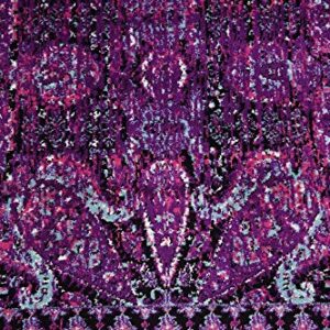 Unique Loom Imperial Collection Paisley, Distressed, Border, Vintage, Modern, Abstract Area Rug, 3 ft x 9 ft 10 in, Lilac/Black