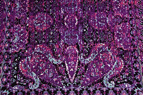 Unique Loom Imperial Collection Paisley, Distressed, Border, Vintage, Modern, Abstract Area Rug, 3 ft x 9 ft 10 in, Lilac/Black