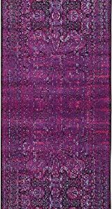 Unique Loom Imperial Collection Paisley, Distressed, Border, Vintage, Modern, Abstract Area Rug, 3 ft x 9 ft 10 in, Lilac/Black