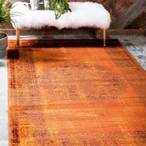 Unique Loom Imperial Collection, Medallion, Border, Distressed, Vintage, Bright Colors Area Rug, 2 x 3 ft, Terracotta/Brown