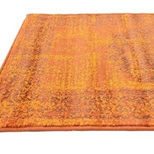 Unique Loom Imperial Collection, Medallion, Border, Distressed, Vintage, Bright Colors Area Rug, 2 x 3 ft, Terracotta/Brown