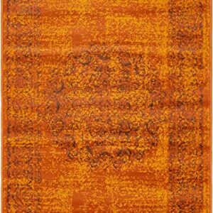 Unique Loom Imperial Collection, Medallion, Border, Distressed, Vintage, Bright Colors Area Rug, 2 x 3 ft, Terracotta/Brown