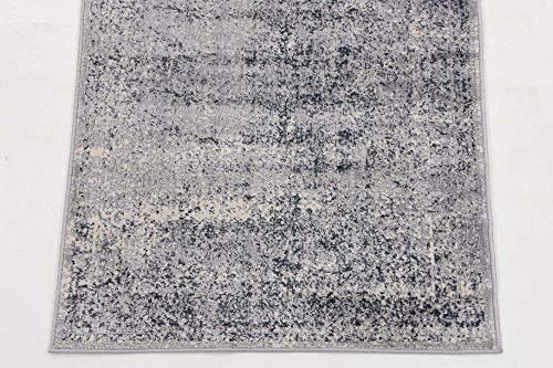 Unique Loom Chateau Collection Distressed, Textured, Vintage, Border, Rustic, Traditional Area Rug, 2 ft 2 in x 6 ft 7 in, Navy Blue/Beige