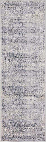 Unique Loom Chateau Collection Distressed, Textured, Vintage, Border, Rustic, Traditional Area Rug, 2 ft 2 in x 6 ft 7 in, Navy Blue/Beige