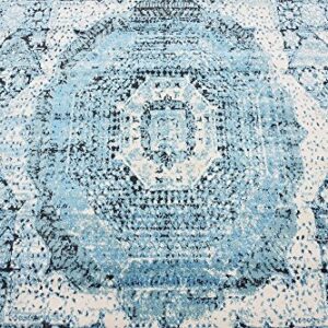 Unique Loom Imperial Collection Geometric, Traditional, Bright Colors, Border, Vintage, Distressed Area Rug, 10 x 13 ft, Turquoise/Ivory