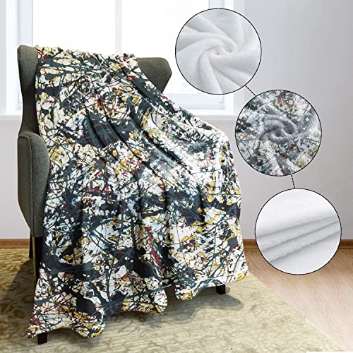 HommomH 60" x 80" Blanket Comfort Warmth Soft Cozy Air Conditioning Easy Care Machine Wash Jackson Pollock