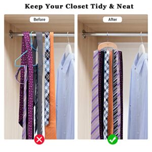 Ohuhu Tie Rack Hanger for Closet, Wooden Tie Holder Organizer Necktie Storage with 24 Folding Hooks, 360 Degree Rotating Tie Rack for Men Ties Belts Scarves Tank Tops Accessories, 1 Pack