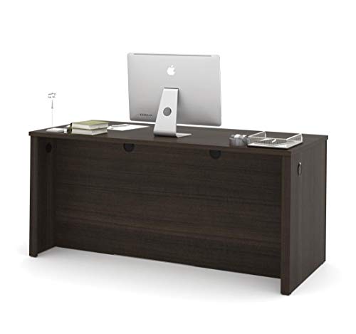 Bestar Embassy Executive Desk with Two Pedestals, 66W, Dark Chocolate