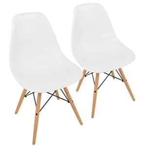 urbanmod mid century style easy assemble’ modern dsw ergoflex abs plastic and ‘one wipe wonder’ comfortable white dining chairs meets 5-star, set of 2 (natural)
