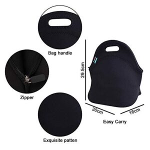 Ambielly Neoprene Lunch Bag/Lunch Box/Lunch Tote/Picnic Bags Insulated Cooler Travel Organizer (Black)