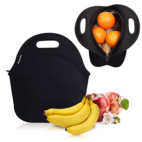 Ambielly Neoprene Lunch Bag/Lunch Box/Lunch Tote/Picnic Bags Insulated Cooler Travel Organizer (Black)