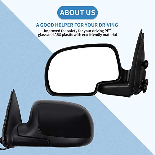 For Chevy For GMC Automotive Mirrors by ECCPP Towing Mirrros Replacement fit for 2003-2006 Silverado Sierra with Power adjusted for Main Mirror-Foldable-Left Side