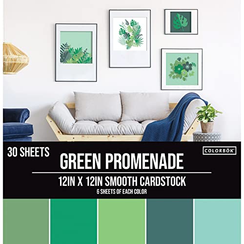 ColorBok 73477B Smooth Cardstock Paper Pad Green Promenade, 12" x 12"