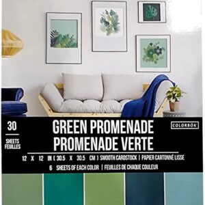 ColorBok 73477B Smooth Cardstock Paper Pad Green Promenade, 12" x 12"