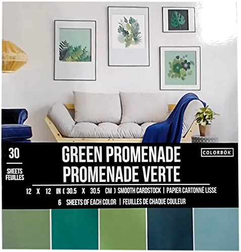 ColorBok 73477B Smooth Cardstock Paper Pad Green Promenade, 12" x 12"