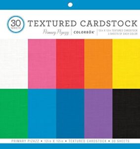 colorbok textured cardstock paper pad, 12" x 12", primary pizazz, package may vary