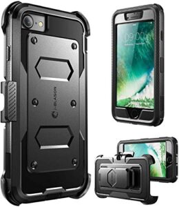 i-blason armorbox case for iphone se 2022 (3rd generation), [built-in screen protector] full-body rugged holster case for iphone se 2022/ iphone se 2020/ iphone 8/7, black