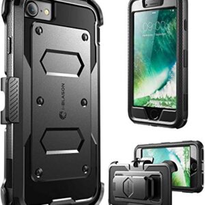 i-Blason Armorbox Case for iPhone SE 2022 (3rd Generation), [Built-in Screen Protector] Full-Body Rugged Holster Case for iPhone SE 2022/ iPhone SE 2020/ iPhone 8/7, Black