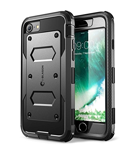 i-Blason Armorbox Case for iPhone SE 2022 (3rd Generation), [Built-in Screen Protector] Full-Body Rugged Holster Case for iPhone SE 2022/ iPhone SE 2020/ iPhone 8/7, Black