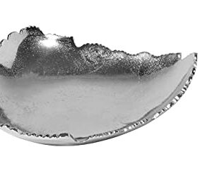 Red Co. 12” Decorative Antique Silver Allure Torn Hammered Metal Centerpiece Bowl with Sculpted Edges