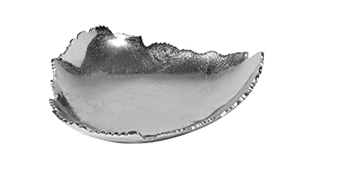 Red Co. 12” Decorative Antique Silver Allure Torn Hammered Metal Centerpiece Bowl with Sculpted Edges