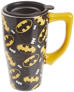 spoontiques - ceramic travel mugs - batman logo cup - hot or cold beverages - gift for coffee lovers