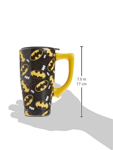 Spoontiques - Ceramic Travel Mugs - Batman Logo Cup - Hot or Cold Beverages - Gift for Coffee Lovers