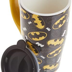 Spoontiques - Ceramic Travel Mugs - Batman Logo Cup - Hot or Cold Beverages - Gift for Coffee Lovers