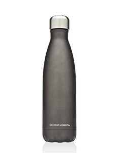 godinger silver art 17 oz. vacuum-insulated titanium color hot/cold beverage bottle drink water thermos