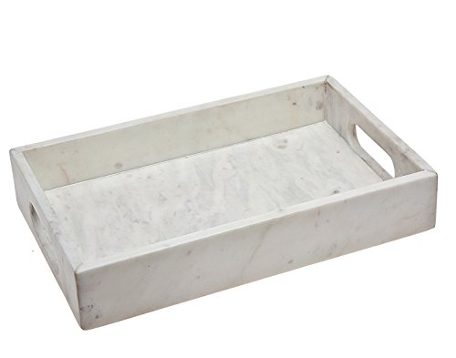 Godinger Silver Art White Marble Rect Tray 16 X 12