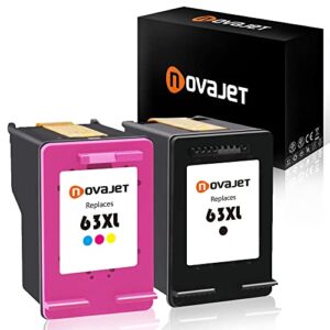 novajet remanufactured ink cartridge for hp 63xl 63 xl compatible with envy 4520 4512 4516 officeje 3830 3833 4655 deskjet 1112 2130 3630 3633 3634 high yield (1 black 1 tri-color)