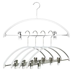 mawa by reston lloyd european non-slip metal clothing hanger, smooth shoulder support & adjustable pant clips, set of 5, white