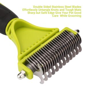 Pecute Pet Dematting Tool 2 Pack - Double Sided Undercoat Rake & Dematting Comb for Detangling Matted or Knotted Undercoat Hair, Great for Medium or Long-haired Dogs & Cats