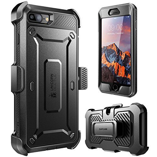 SupCase Unicorn Beetle Pro Series Case Designed for iPhone 7 Plus, iPhone 8 Plus Case, with Built-in Screen Protector Full-Body Rugged Holster Case for iPhone 7 Plus/iPhone 8 Plus (Black)