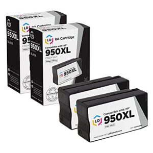 ld compatible ink cartridge replacement for hp 950xl cn045an high yield (black, 2-pack)