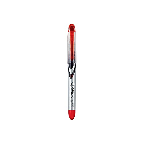 STAPLES 704790 Optiflow Rollerball Pens Fine Point Red Ink Dozen (15196)