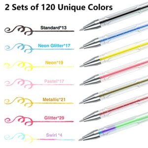 Shuttle Art 240 Pack Gel Pens, 2 Sets of 120 Colors Gel Pens for Adults Coloring Books Drawing Doodling Crafts Scrapbooking Journaling