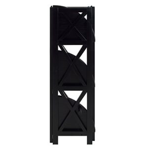 Casual Home Montego 3-Shelf Corner Folding Bookcase with Mantel Top, Black