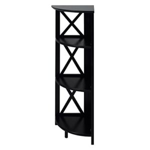 Casual Home Montego 3-Shelf Corner Folding Bookcase with Mantel Top, Black