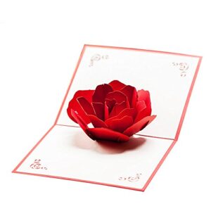 HUNGER Handmade 3D Pop Up Rose Flower Birthday Cards Creative Greeting Cards Papercraft (ROSE)