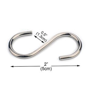 Flammi 20-Pack Mini S Shaped Hooks Hanging Hooks Chrome Plated for Jewelry Key Ring Dustpan Brush (2-Inch Long)