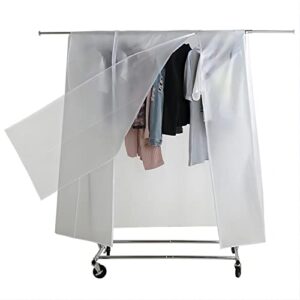 HLC White Cloth Garment Rack Cover Large PEVA Translucent Clothing Dustproof Cover Home Bedroom Clothing Rack Protective Cover With 2 Durable Zipper,52''