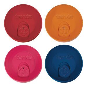 Tervis Travel Lid Assorted 16oz 4pk, Assorted Red Orange Fuchsia Navy